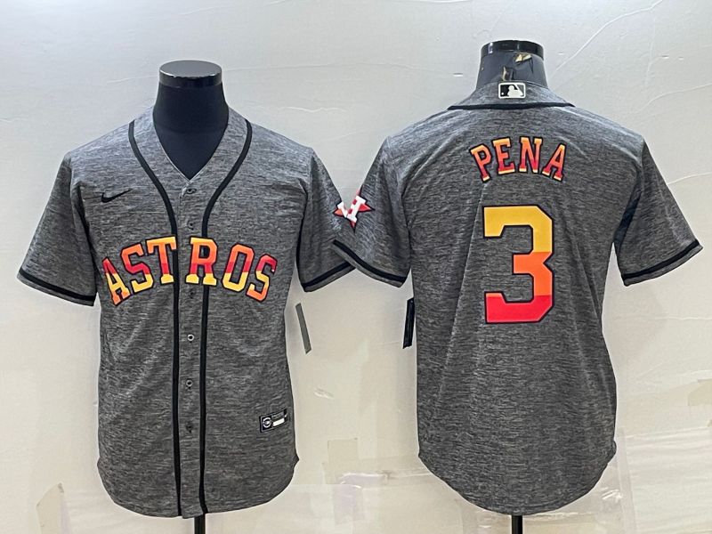 Men Houston Astros #3 Pena Grey hemp ash Rainbow Game Nike 2022 MLB Jerseys->houston astros->MLB Jersey